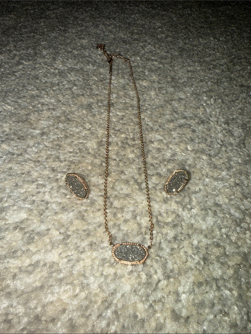 Kendra Scott Gold-Tone Druzy Pendant Necklace and Stud Earrings Set